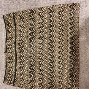 NWT LOFT zigzag chevron skirt black/tan